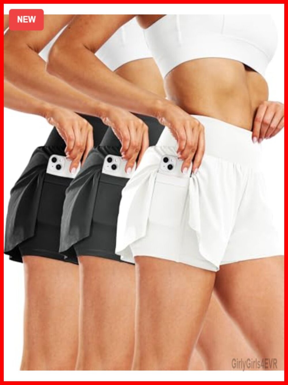 Women's 2-in-1 Athletic Shorts High Waisted Dolphin Running Workout